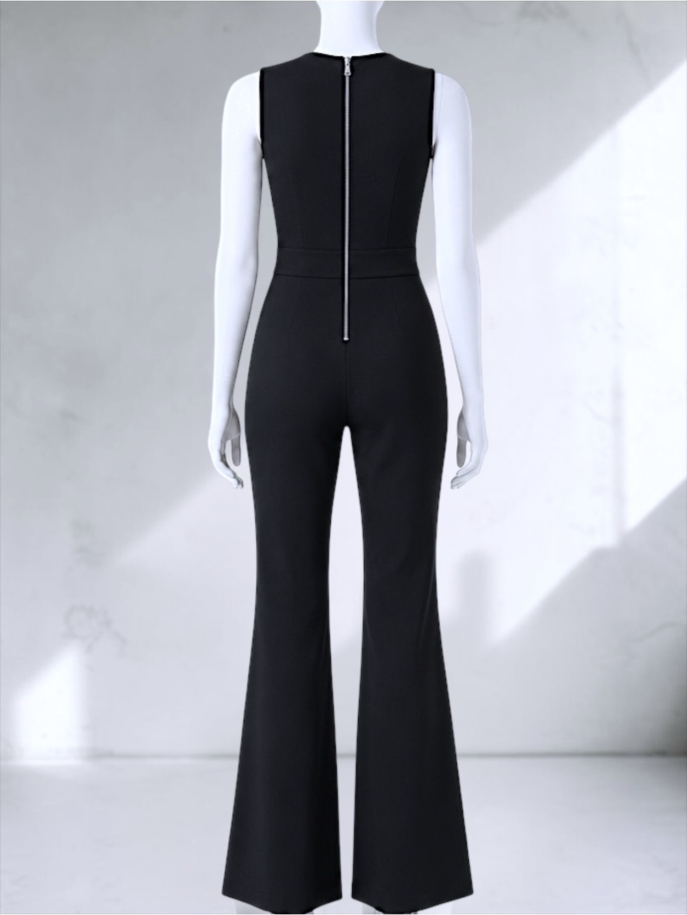 SPANX Black Sleeveless Flare Ponte Jumpsuit – Size L - Picture 13 of 14